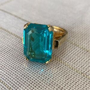 Large Turquoise Rectangular Solitaire ‘Cellini’ Ring